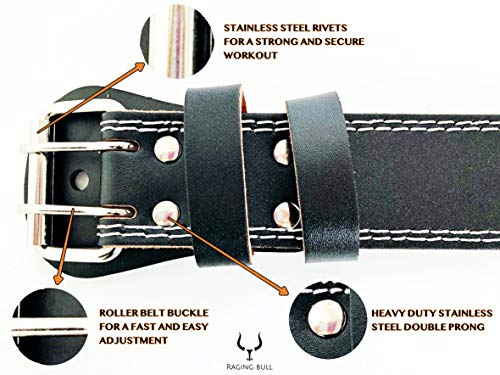 Raging Bull Cinturon Lumbar Gimnasio Hombre y Mujer, para Peso Musculacion, Halterofilia, Levantamiento de Pesas. Cinturon lastre dominadas powelifting Belt cinturón Ruso Fitness