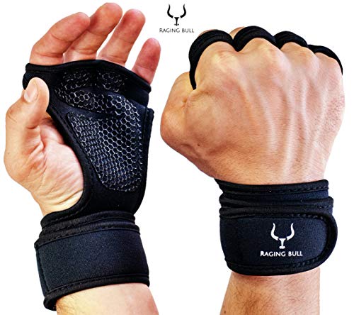 Raging Bull Guantes Gimnasio Hombre Mujer, calleras para Crossfit, guantillas Gym Transpirable, Antideslizante, para Levantamiento de Pesas, calistenia, agarraderas Fitness con muñequeras Gym