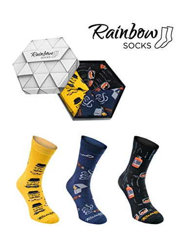 Rainbow Socks - Hombre Calcetines Caballero Regalo - 3 Pares - Talla 41-46