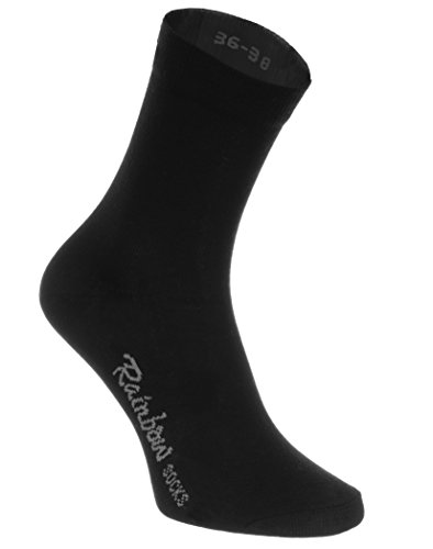 Rainbow Socks - Hombre Mujer Calcetines Colores de Algodón - 6 Pares - Negro - Talla 39-41