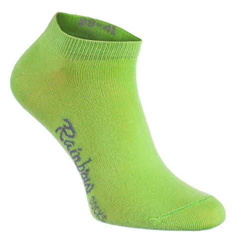 Rainbow Socks - Hombre Mujer Calcetines Cortos Colores de Algodón - 12 Pares - Negro Blanco Gris Púrpura Azul Marino Azul de Vaqueros Naranja Rojo Amarillo Verde de Mar Merde Fucsia - Talla 44-46