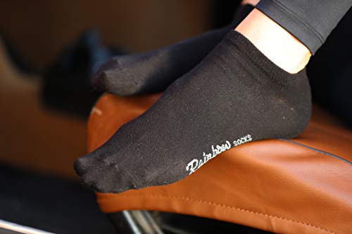 Rainbow Socks - Hombre Mujer Calcetines Cortos Colores de Algodón - 6 Pares - Negro - Talla 36-38