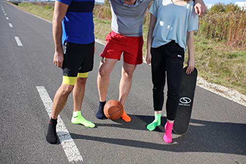 Rainbow Socks - Hombre Mujer Calcetines de Deporte Neon - 4 Pares - Negro - Talla UE 42-43