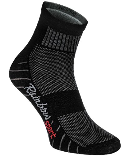 Rainbow Socks - Hombre Mujer Calcetines Deporte Colores de Algodón - 12 Pares - Negro - Talla 44-46