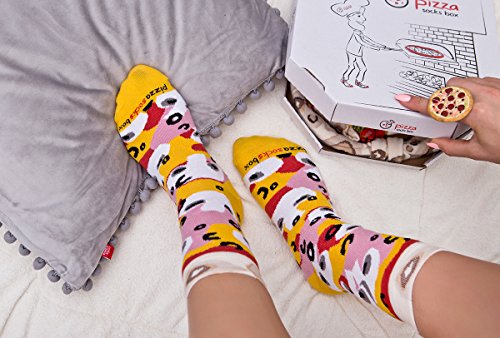 Rainbow Socks - Pizza MIX Caprichosa Vege Pepperoni Mujer Hombre - 4 pares de Calcetines - Tamaño 36-40