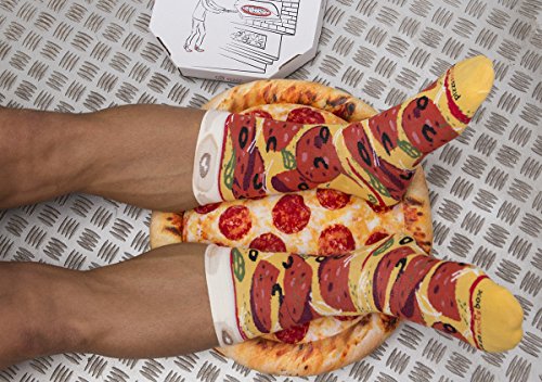 Rainbow Socks - Pizza MIX Italiana Hawaiana Pepperoni Mujer Hombre - 4 pares de Calcetines - Tamaño 41-46