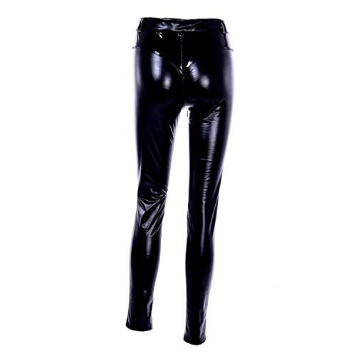 Rainwatershop Pantalones Push up Hip Skinny Leggingpu de Cuero Pantalones Altos elásticos Fitnes Ejercicio Pantalones Lápiz Pantalones, Mujer, Color Negro, tamaño Small