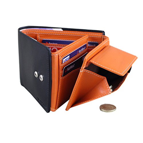 Rallegra - Cartera para hombre Hombre negro Black outside, orange inside