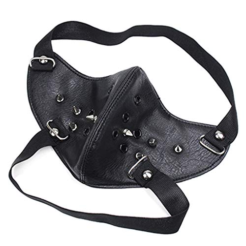 RANTA Punk Rock Negro Unisex Motocicleta Punk Hallowin Cosplay Estilo Metal Remache Máscara | Mascarilla filtrada antipolución | Mascarillas Reutilizables