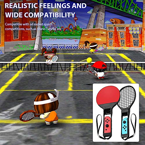 Raqueta de Tenis para Nintendo Switch, Achort Raqueta de Tenis de Mesa portátil de Ping Pong Bat, Pack de 2 Raquetas Accesorios para Nintendo Switch Juego Mario Tenis Aces