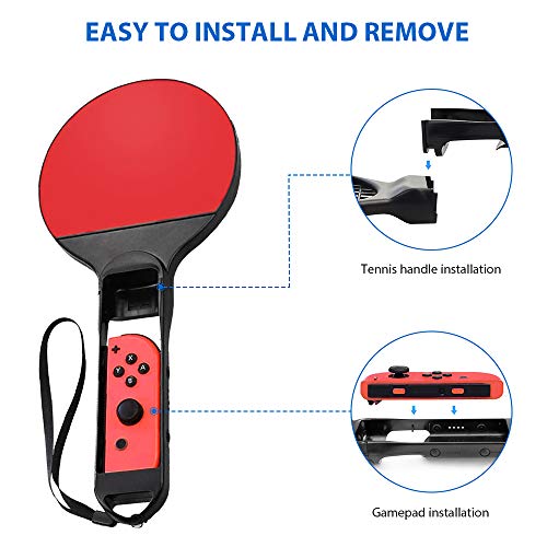 Raqueta de Tenis para Nintendo Switch, Achort Raqueta de Tenis de Mesa portátil de Ping Pong Bat, Pack de 2 Raquetas Accesorios para Nintendo Switch Juego Mario Tenis Aces