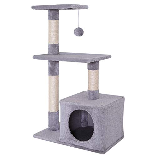 Rascador para gatos Árbol escalador arañar Juguete para Mascotas (gris claro)