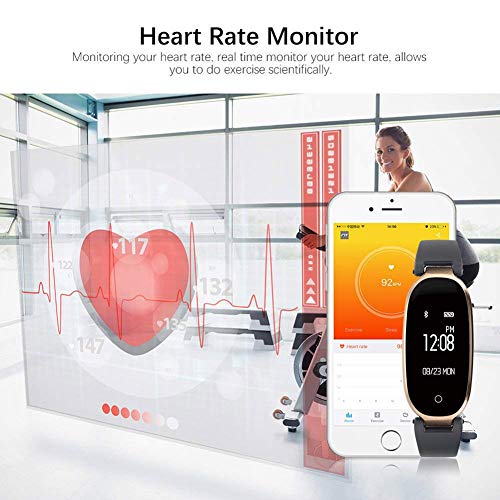 Rastreador de actividad física SmartWatch Bluetooth con monitor de ritmo cardiaco Pulsera de deporte Modo de equitación, Muñequera multideportiva para Mujeres Soporte Android IOS Negro