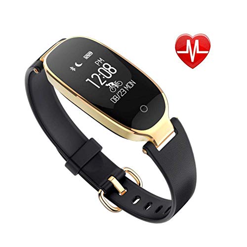 Rastreador de actividad física SmartWatch Bluetooth con monitor de ritmo cardiaco Pulsera de deporte Modo de equitación, Muñequera multideportiva para Mujeres Soporte Android IOS Negro