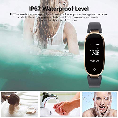 Rastreador de actividad física SmartWatch Bluetooth con monitor de ritmo cardiaco Pulsera de deporte Modo de equitación, Muñequera multideportiva para Mujeres Soporte Android IOS Negro