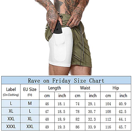 Rave on Friday Deporte Pantalones Cortos para Hombre, 2 en 1 Pantalones Cortos de Gimnasio con Forro de Bolsillo Incorporado Fitness Secado Rápido Transpirables Hombre Shorts Deportivos para Correr