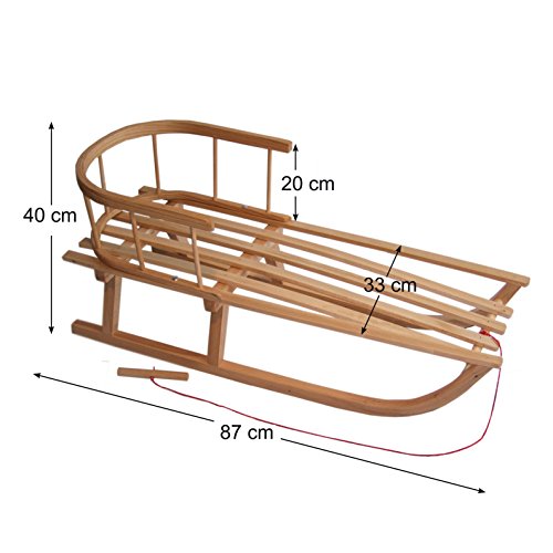 Rawstyle - Trineo de madera con respaldo y cuerda