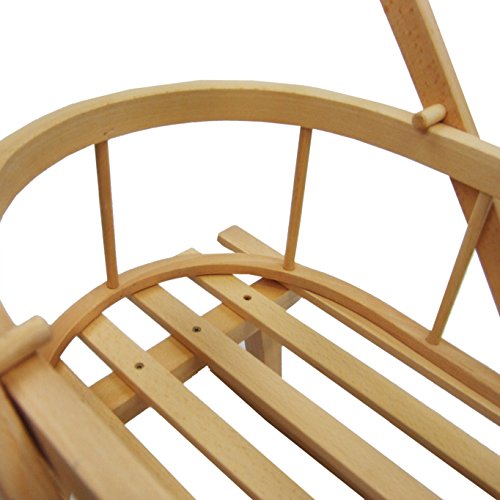 Rawstyle - Trineo de madera con trineo de madera + cuerda + barra de empuje + respaldo con ruedas de 90 cm de madera con cuchillas de metal