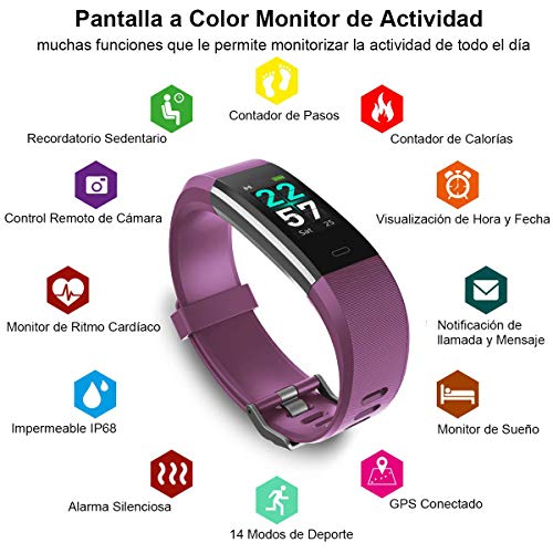 Rayfit Pulsera Actividad Inteligente Reloj Deportivo Impermeable Fitness Tracker Monitor de Ritmo Cardíaco Podómetro Contador de Calorías Pasos Monitor de Sueño Pulsómetros para Niños Mujeres Hombres