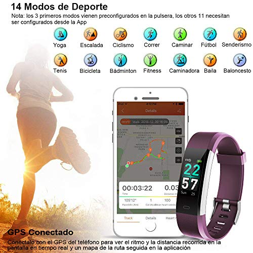 Rayfit Pulsera Actividad Inteligente Reloj Deportivo Impermeable Fitness Tracker Monitor de Ritmo Cardíaco Podómetro Contador de Calorías Pasos Monitor de Sueño Pulsómetros para Niños Mujeres Hombres