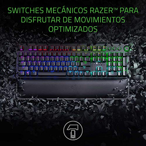 Razer Blackwidow Elite - Teclado Gaming,Teclado Mecánico Para Juegos Completo, Dial Digital Multifunción, Reposamuñecas Ergonómico, Teclas Controlables, Memoria Híbrida Integrada, ES Layout, Negro