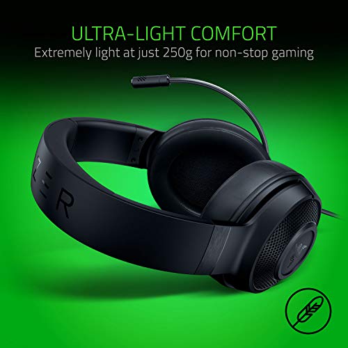 Razer Kraken x 7.1 Auriculares Gaming con Sonido Envolvente con Compatibilidad Multiplataforma, Ergónomico y ligero; 250 g peso, Negro