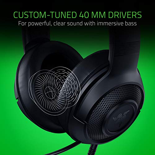 Razer Kraken x 7.1 Auriculares Gaming con Sonido Envolvente con Compatibilidad Multiplataforma, Ergónomico y ligero; 250 g peso, Negro