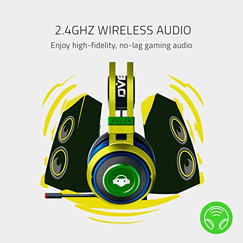 Razer Nari Ultimate Overwatch Lucio Ed. Auriculares Inalámbricos, Tecnología HyperSense, THX Spatial Audio, Almohadillas con Gel de enfriamiento, Compatibles con PC, PS4, Switch y Dispositivos móviles