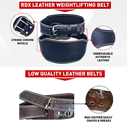 RDX 6powerlifting Ante Cinturón de Halterofilia Azul Acolchado Cinturón, Unisex, 6" Powerlifting Wildleder Gewichthebergürtel Blau Gepolstert, Azul, Medium