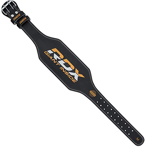 RDX 6powerlifting Ante Cinturón de Halterofilia Negro de Oro Acolchado Cinturón, Unisex, 6" Powerlifting Wildleder Gewichthebergürtel Schwarz-Gold Gepolstert, Negro y Dorado, Extra-Large