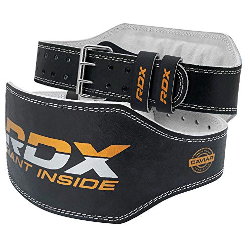 RDX 6powerlifting Ante Cinturón de Halterofilia Negro de Oro Acolchado Cinturón, Unisex, 6" Powerlifting Wildleder Gewichthebergürtel Schwarz-Gold Gepolstert, Negro y Dorado, Extra-Large