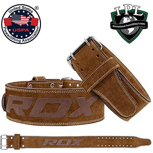 RDX Cinturon Musculacion para Power Lifting Gimnasio Entrenamiento | Aprobado por IPL y USPA | 4" Lumbar Doble Hebilla Peso Levantamiento Cinturón para Gym Fitness, Muscular, Xfit Ejercicio, Deadlifts