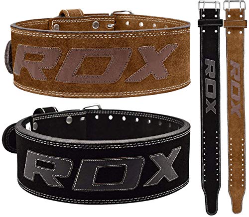 RDX Cinturon Musculacion para Power Lifting Gimnasio Entrenamiento | Aprobado por IPL y USPA | 4" Lumbar Doble Hebilla Peso Levantamiento Cinturón para Gym Fitness, Muscular, Xfit Ejercicio, Deadlifts