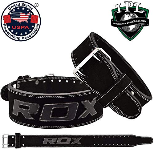 RDX Cinturon Musculacion para Power Lifting Gimnasio Entrenamiento | Aprobado por IPL y USPA | 4" Lumbar Doble Hebilla Peso Levantamiento Cinturón para Gym Fitness, Muscular, Xfit Ejercicio, Deadlifts