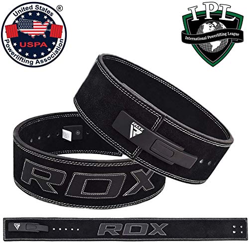 RDX Cinturon Musculacion para Power Lifting Gimnasio Entrenamiento | Aprobado por IPL y USPA |4" Lumbar Palanca Hebilla Peso Levantamiento Cinturón para Gym Fitness, Muscular Xfit Ejercicio, Deadlifts