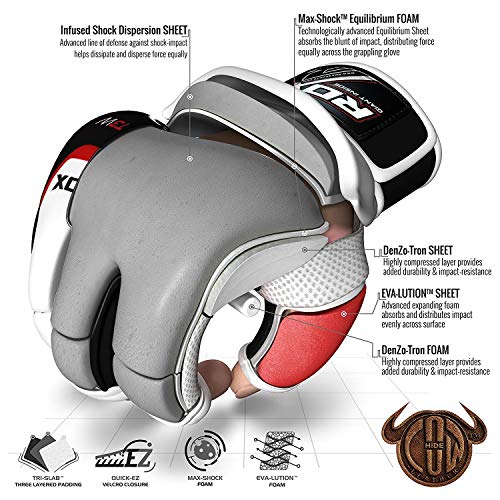 RDX, Guantes de gel MMA UFC lucha, saco de arena, guantes sparring, guantes de entrenamiento, Multicolor (Blanco/Negro), talla del fabricante: M