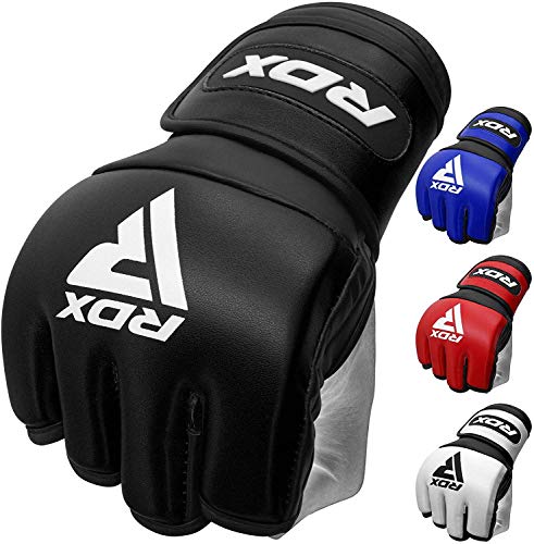 RDX Guantes de MMA para artes marciales, entrenamiento de ligamento, corte D. Palm Maya Hide, guantes de cuero para muay thai, kickboxing, lucha en jaulas, deportes de combate y bolsa de boxeo