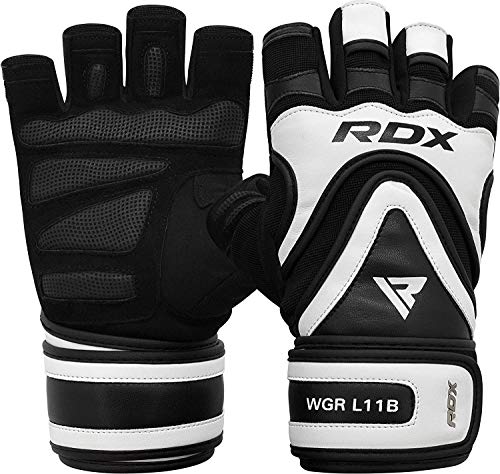 RDX Guantes Gimnasio con Muñequera Pesas Entrenamiento Halterofilia Fitness Musculacion Culturismo Weightlifting Levantamiento Powerlifting Workout Antideslizante Gym Gloves