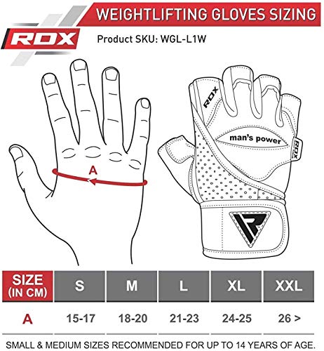 RDX Guantes Gimnasio Cuero con Muñequera Fitness Musculacion Culturismo Gym Levantamiento Pesas Entrenamiento Halterofilia Powerlifting Antideslizante Workout Weightlifting Gloves