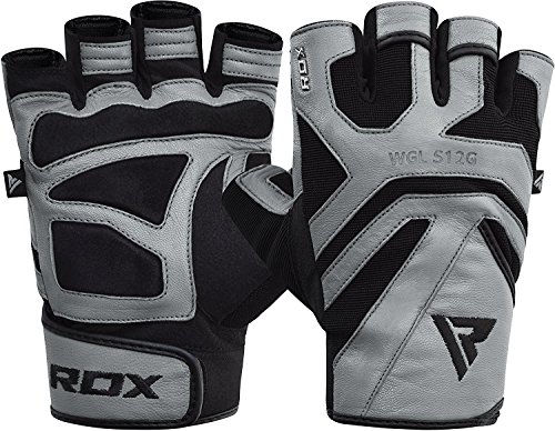 RDX Guantes Gimnasio Cuero Fitness Musculacion Culturismo Gym Levantamiento de Pesas Crossfit Entrenamiento Antideslizante Halterofilia Powerlifting Workout Deportivos Weightlifting Gloves