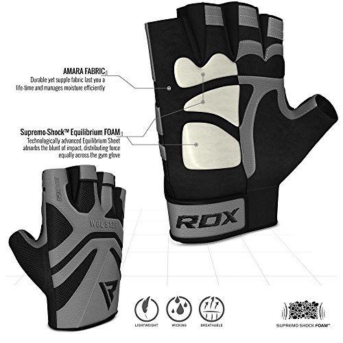 RDX Guantes Gimnasio Cuero Fitness Musculacion Culturismo Gym Levantamiento de Pesas Crossfit Entrenamiento Antideslizante Halterofilia Powerlifting Workout Deportivos Weightlifting Gloves