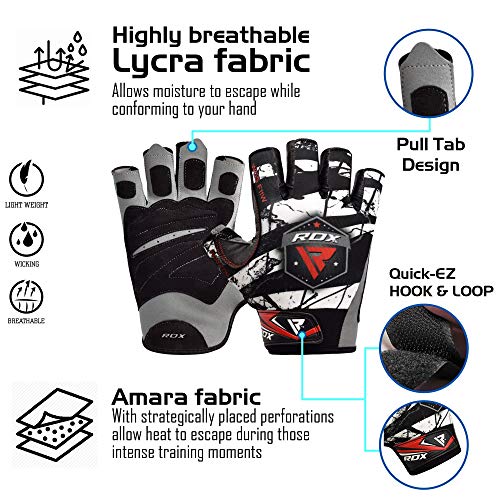 RDX Guantes Gimnasio Musculacion Pesas Fitness Levantamiento de Pesas Formación Entrenamiento físico de Culturismo