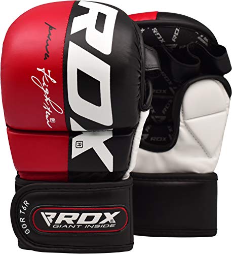 RDX Guantes MMA para Artes Marciales Entrenamiento, Cuero Grappling Guantillas, Bueno para Sparring, Muay Thai, Kickboxing, Saco de Boxeo, Combate Training y Lucha Libre