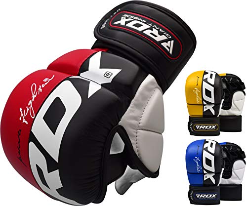 RDX Guantes MMA para Artes Marciales Entrenamiento, Cuero Grappling Guantillas, Bueno para Sparring, Muay Thai, Kickboxing, Saco de Boxeo, Combate Training y Lucha Libre