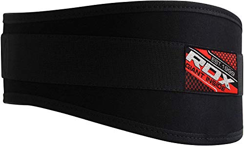 RDX Hombre Fitness Cinturón de Halterofilia Gym Entrenamiento Cinturón Cinturón de Neopreno para Levantamiento de Peso, Hombre, Neopren Fitness Gewichthebergürtel Gym Trainingsgürtel, Negro, Medium