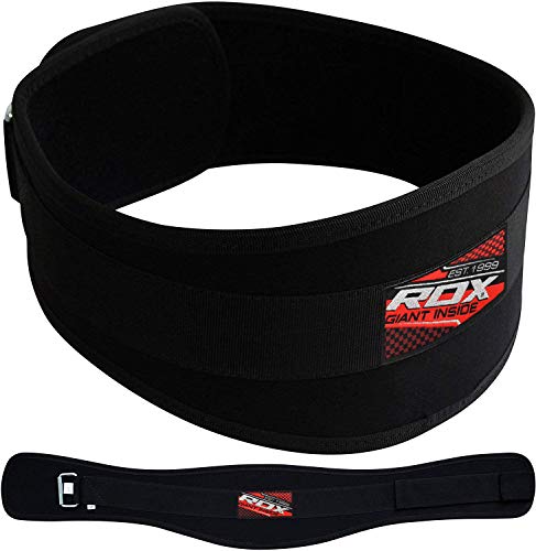 RDX Hombre Fitness Cinturón de Halterofilia Gym Entrenamiento Cinturón Cinturón de Neopreno para Levantamiento de Peso, Hombre, Neopren Fitness Gewichthebergürtel Gym Trainingsgürtel, Negro, Medium