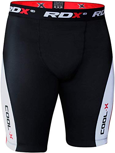 RDX - Pantalones cortos de compresión flexibles para hombre, color Noir/Rosso, tamaño small