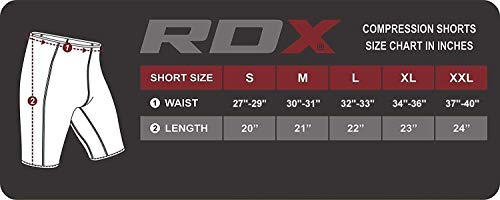 RDX - Pantalones cortos de compresión flexibles para hombre, color Noir/Rosso, tamaño small