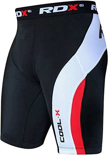 RDX - Pantalones cortos de compresión flexibles para hombre, color Noir/Rosso, tamaño small