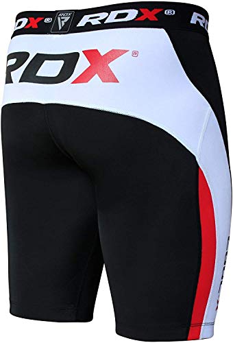 RDX - Pantalones cortos de compresión flexibles para hombre, color Noir/Rosso, tamaño small